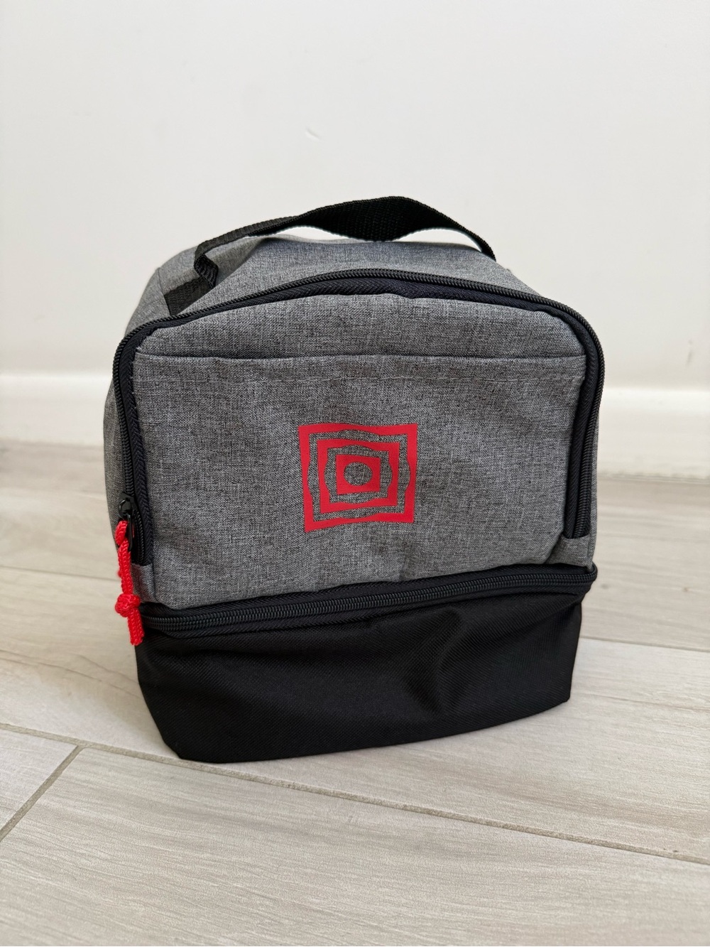 Grey and Black Lunch Bag, size ~9x9